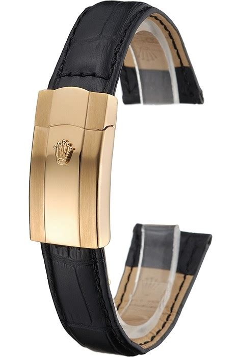 rolex black leather with gold clasp bracelet|authentic Rolex bracelet.